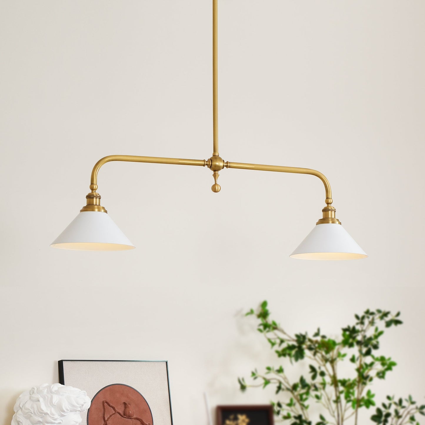 Modern 2-Light Pendant Ceiling Lamp  Minimalist Gold Hanging Light Fixture