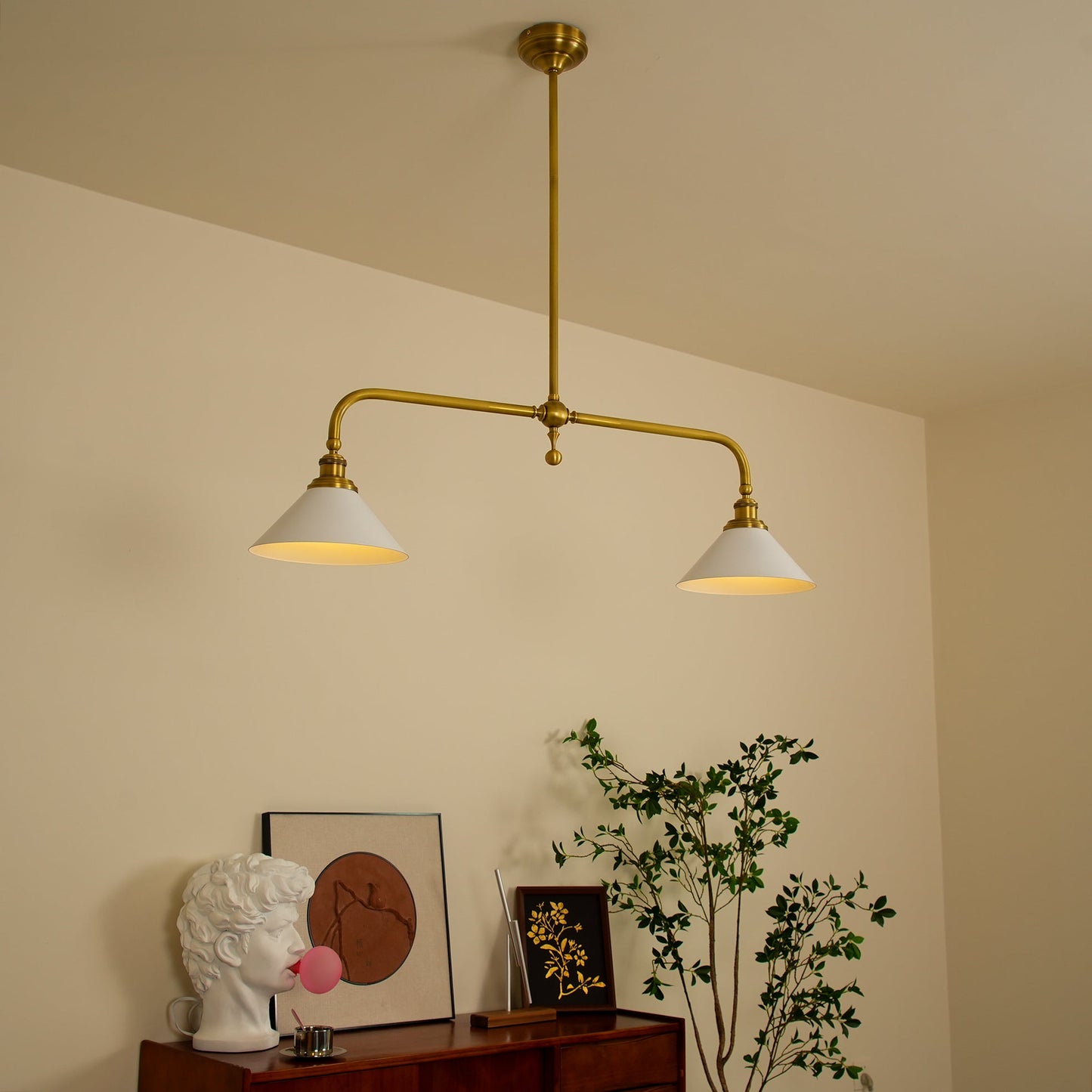 Modern 2-Light Pendant Ceiling Lamp  Minimalist Gold Hanging Light Fixture