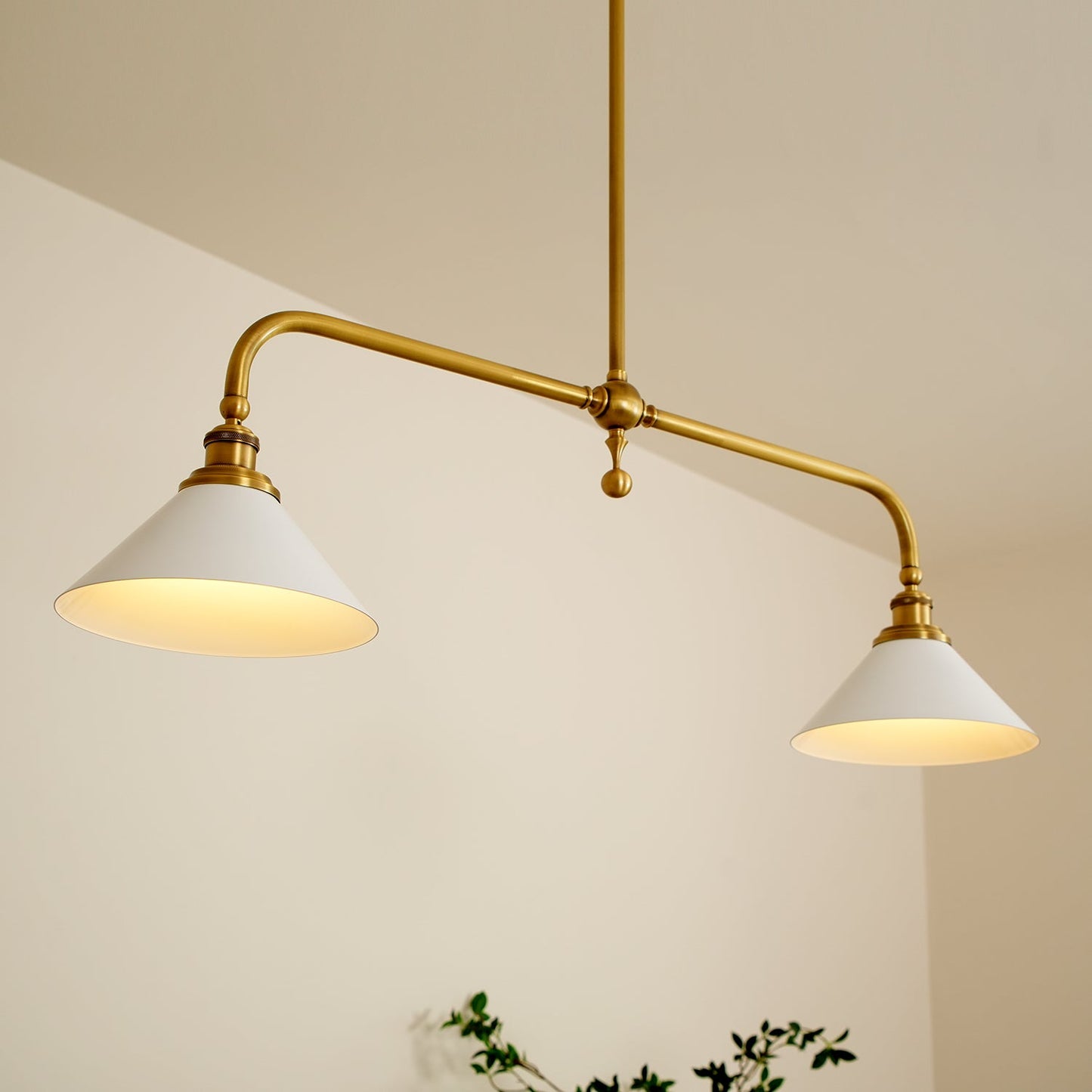 Modern 2-Light Pendant Ceiling Lamp  Minimalist Gold Hanging Light Fixture