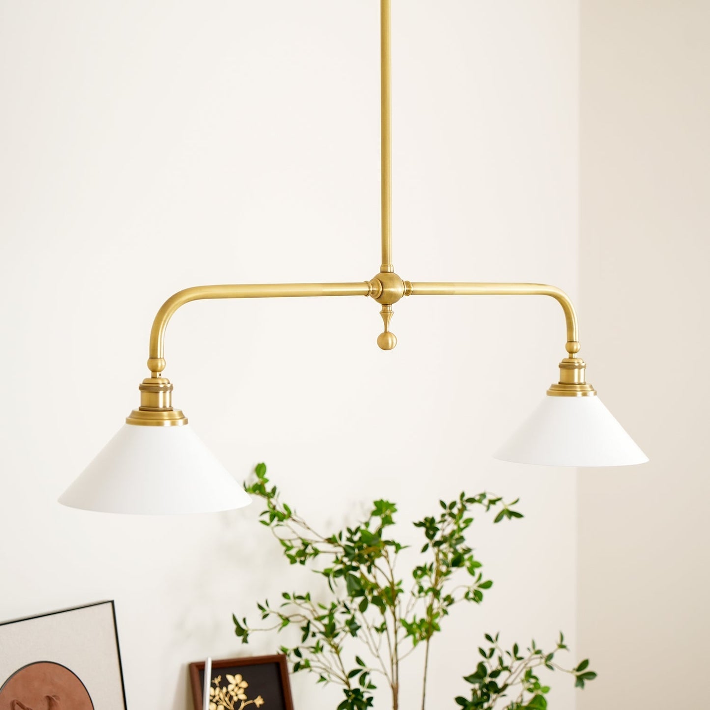 Modern 2-Light Pendant Ceiling Lamp  Minimalist Gold Hanging Light Fixture